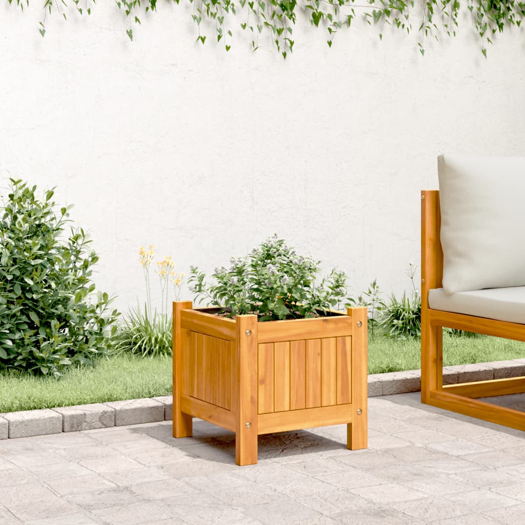 Fioriera Vidaxx con rivestimento 31x31x30 cm in legno massello di acacia