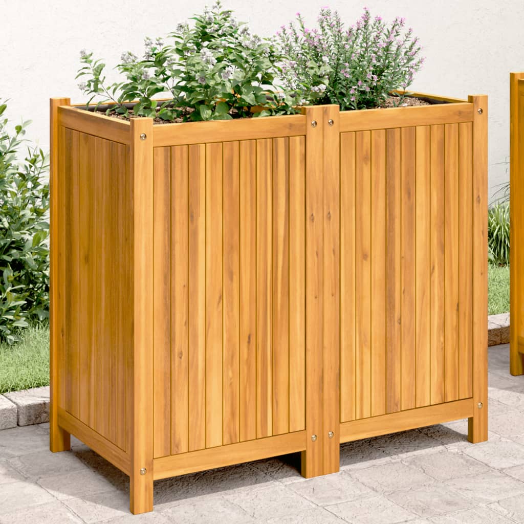 Vidaxl plantenbak met voering 84x42x75 cm massief acaciahout