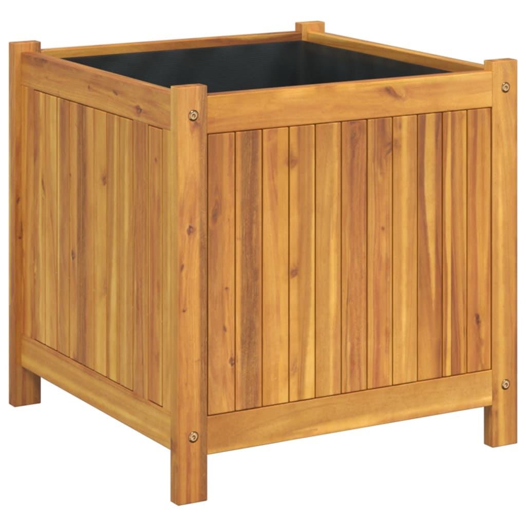 Vidaxx planter with lining 50x50x50 cm solid acacia wood