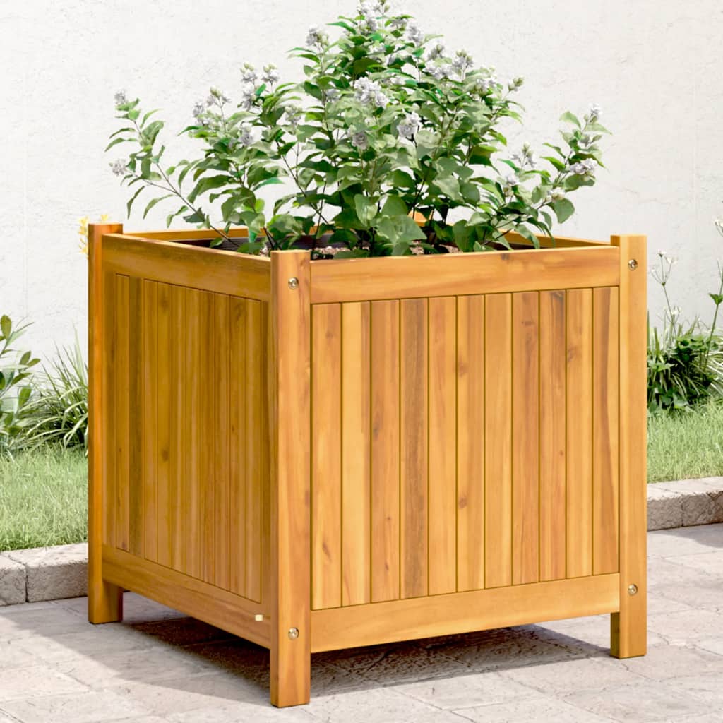 Vidaxx planter with lining 50x50x50 cm solid acacia wood