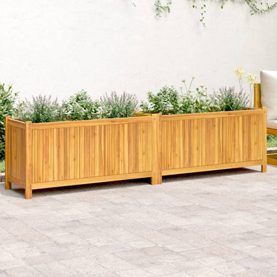 Vidaxl fioriera con fodera 199x38.5x50 cm acacia solido