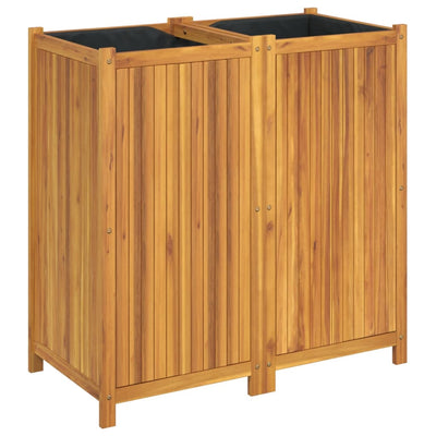 Vidaxl fioriera con fodera 100x50x100 cm Acaciahout solido