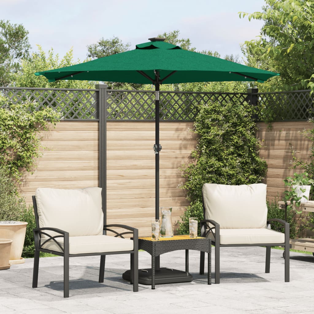 Vidaxl parasol met led's en stalen paal 225x225x212 cm groen