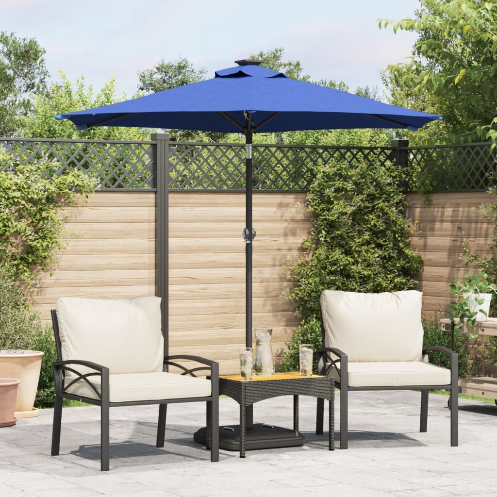 Parasol Vidaxl con LED y polo de acero 225x225x212 cm Azure Azul