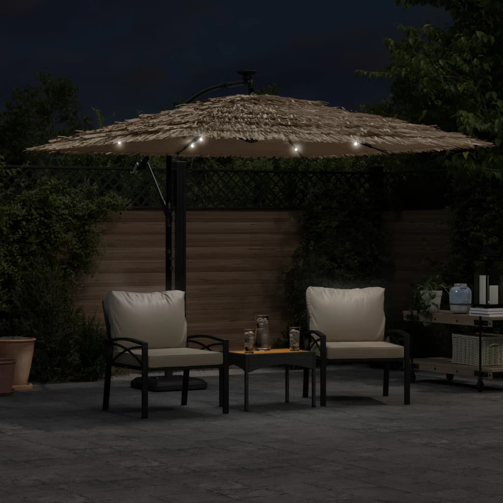 Vidaxl parasol met led's en stalen paal 269x269x235 cm bruin