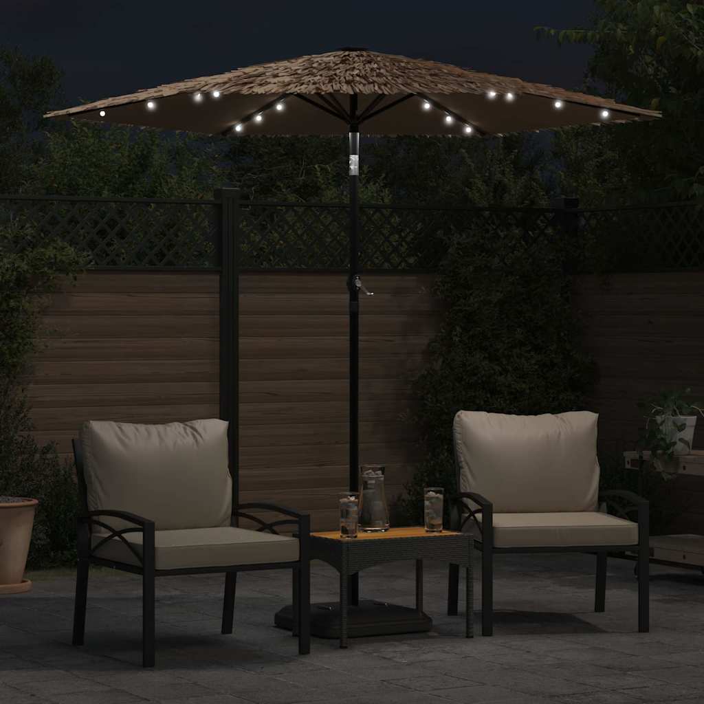 Vidaxl parasol met led's en stalen paal 223x223x213 cm bruin