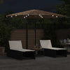 Parasol Vidaxl con LED y polo de acero 324x324x247 cm marrón