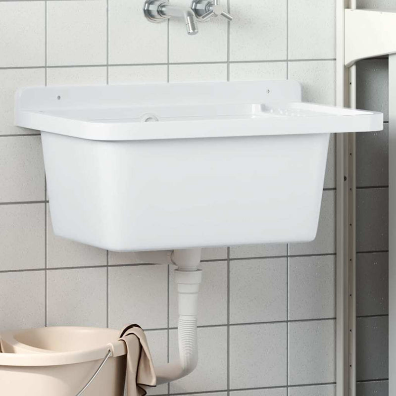 Vidaxl Sink Wall -montato 60x40x28 cm in resina bianca
