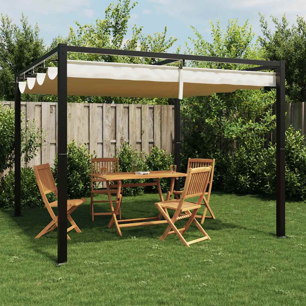 Arbor Vidaxl con techo extensible de 3x3 m de crema de acero