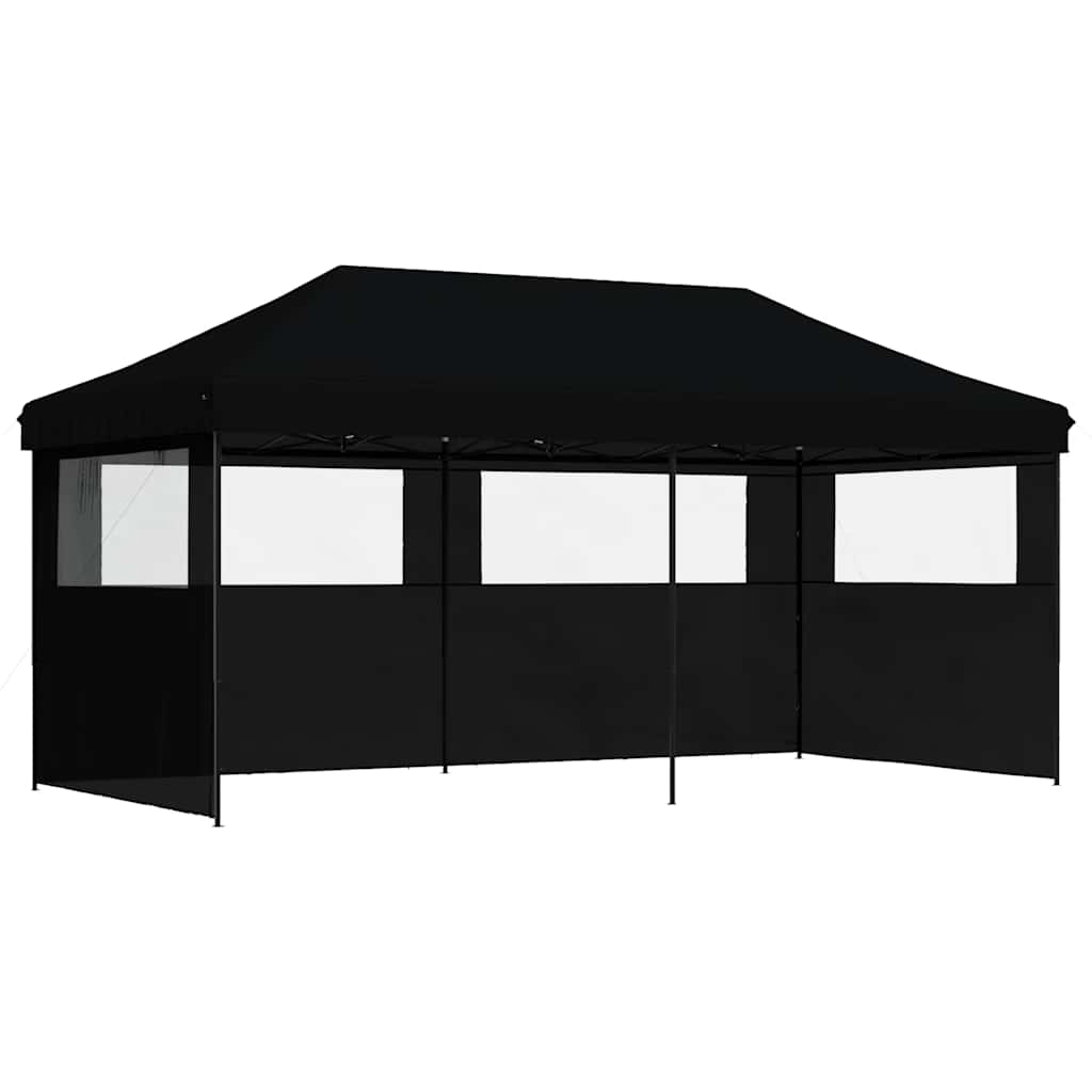 Pop-up pieghevole Vidaxl PartyTent con 3 pareti laterali nere