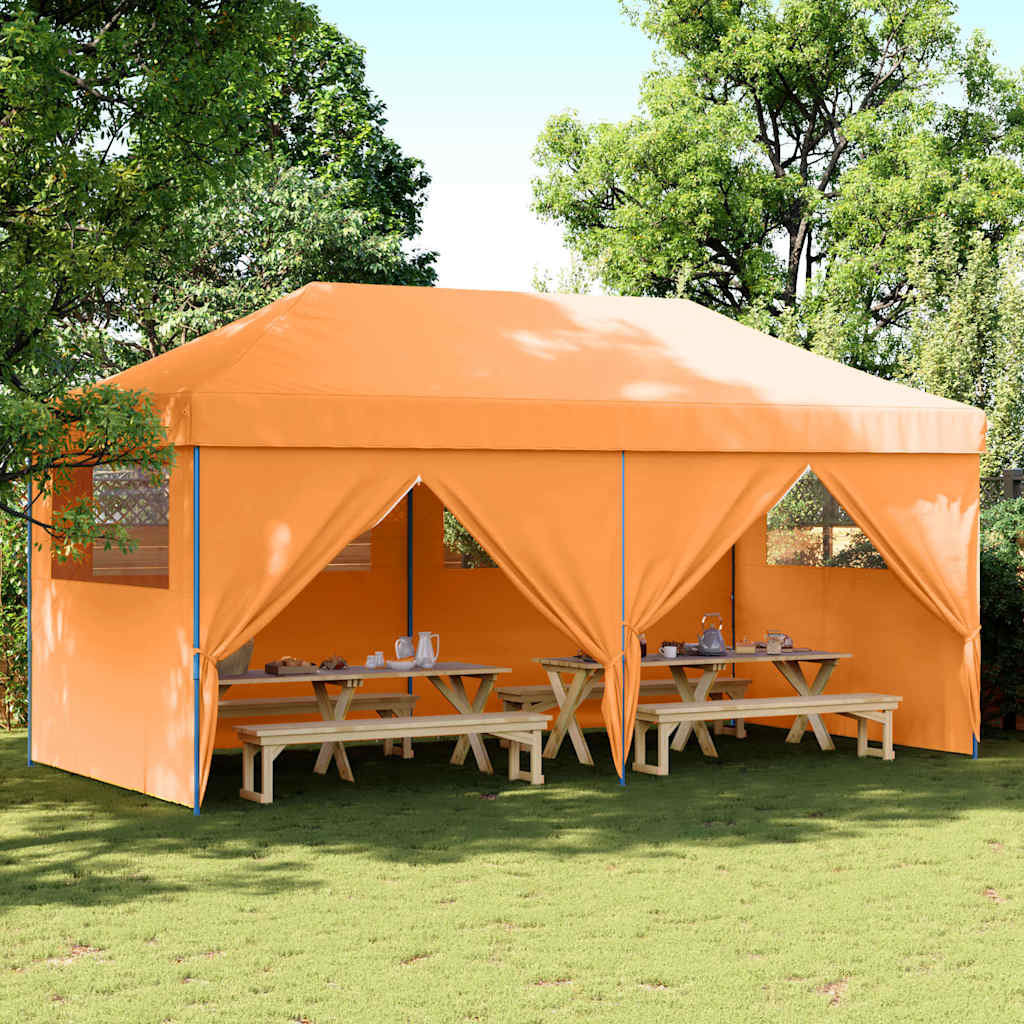 Tenda da festa pop-up pieghevole Vidaxx con 4 pareti laterali arancione