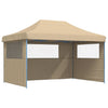 Pop-up pieghevole Vidaxl PartyTent con 3 pareti laterali beige