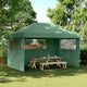 Pop-up pieghevole Vidaxl PartyTent con 3 pareti laterali verdi