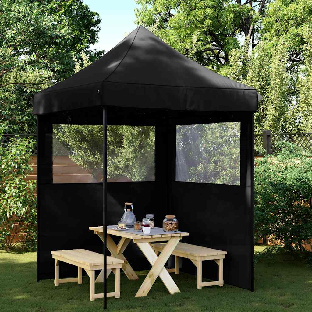 Tenda da festa pop-up pieghevole Vidaxx con 2 pareti laterali nera
