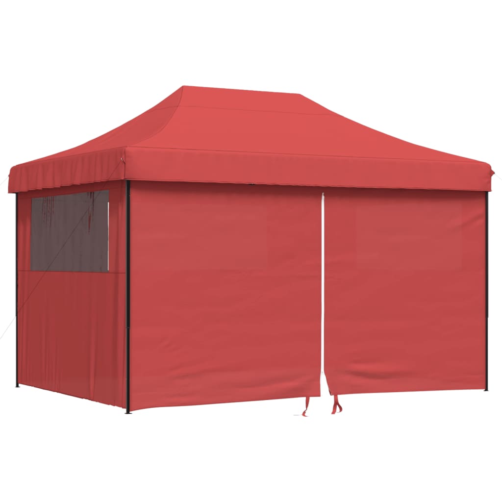 Tenda da festa pop-up pieghevole Vidaxx con 4 pareti laterali in rosso bordeaux