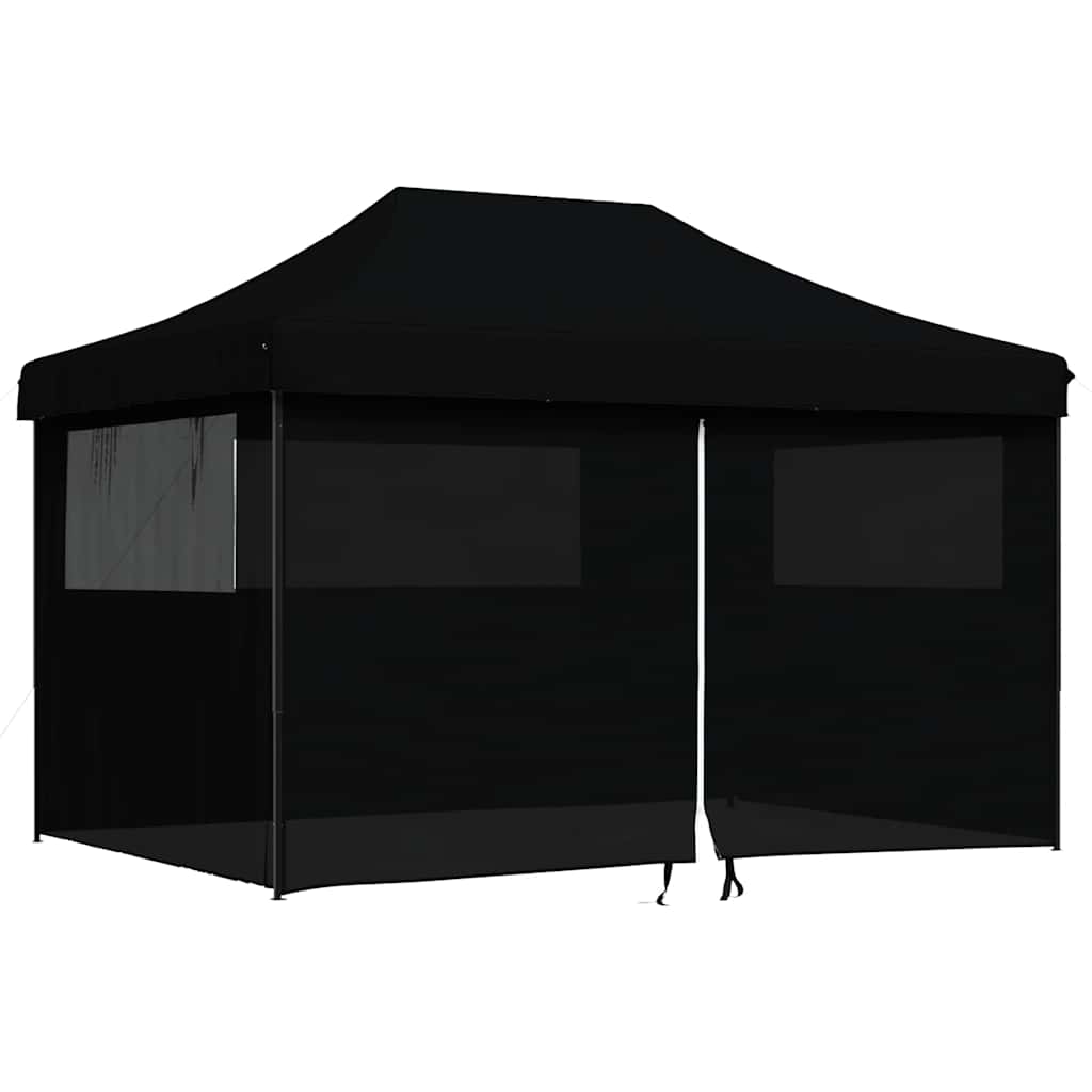 Tenda da festa pop-up pieghevole Vidaxx con 4 pareti laterali nera