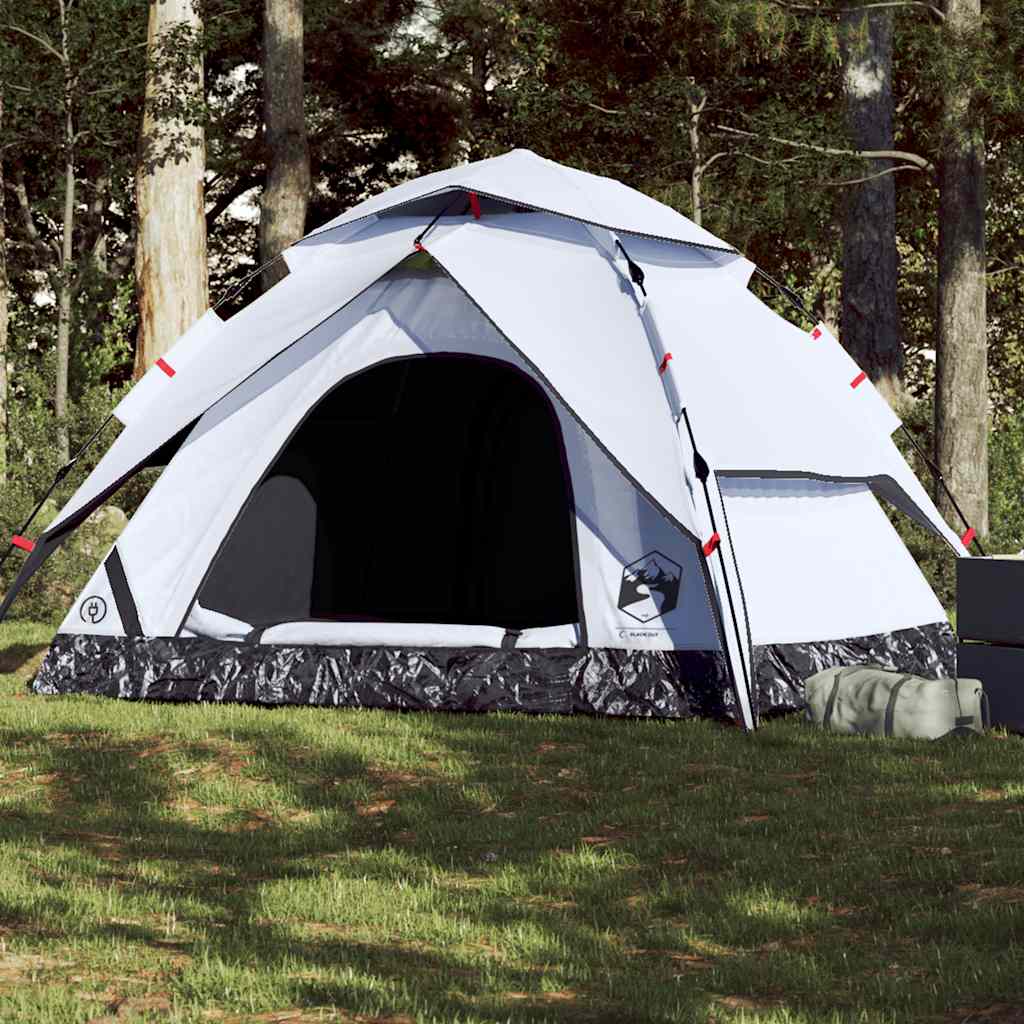Tenda a cupola Vidaxl per 5 persone in tessuto oscurante a sgancio rapido bianco