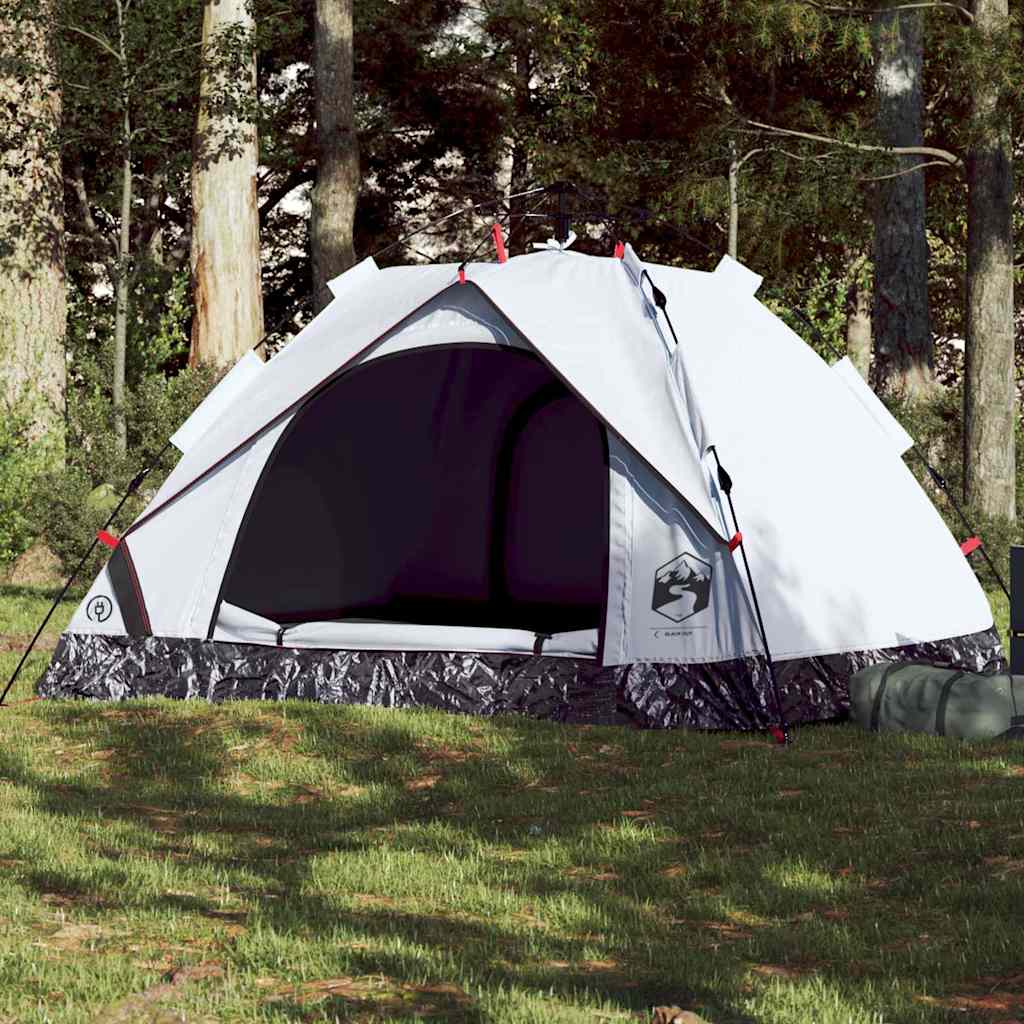 Tenda a cupola Vidaxl per 3 persone in tessuto oscurante a sgancio rapido bianco