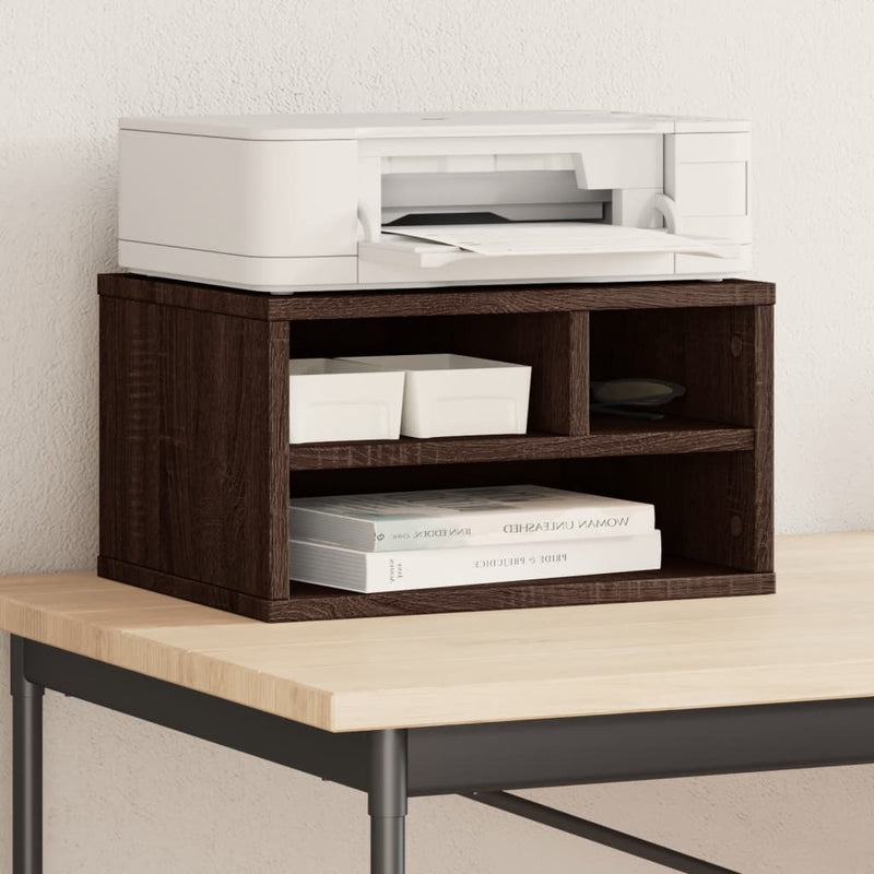Caja de impresora Vidaxl 40x32x22.5 cm de madera cortada de roble marrón