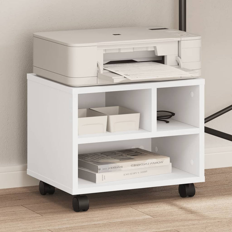 Mobile per stampante VidaXL con ruote 41x32x34,5 cm bianco