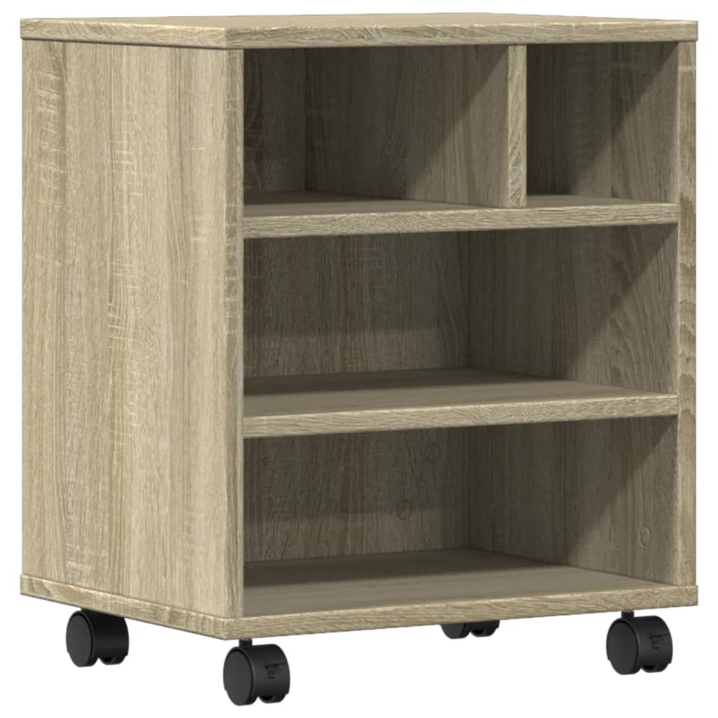 Mueble para impresora VidaXL con ruedas 41x32x48 cm color roble sonoma