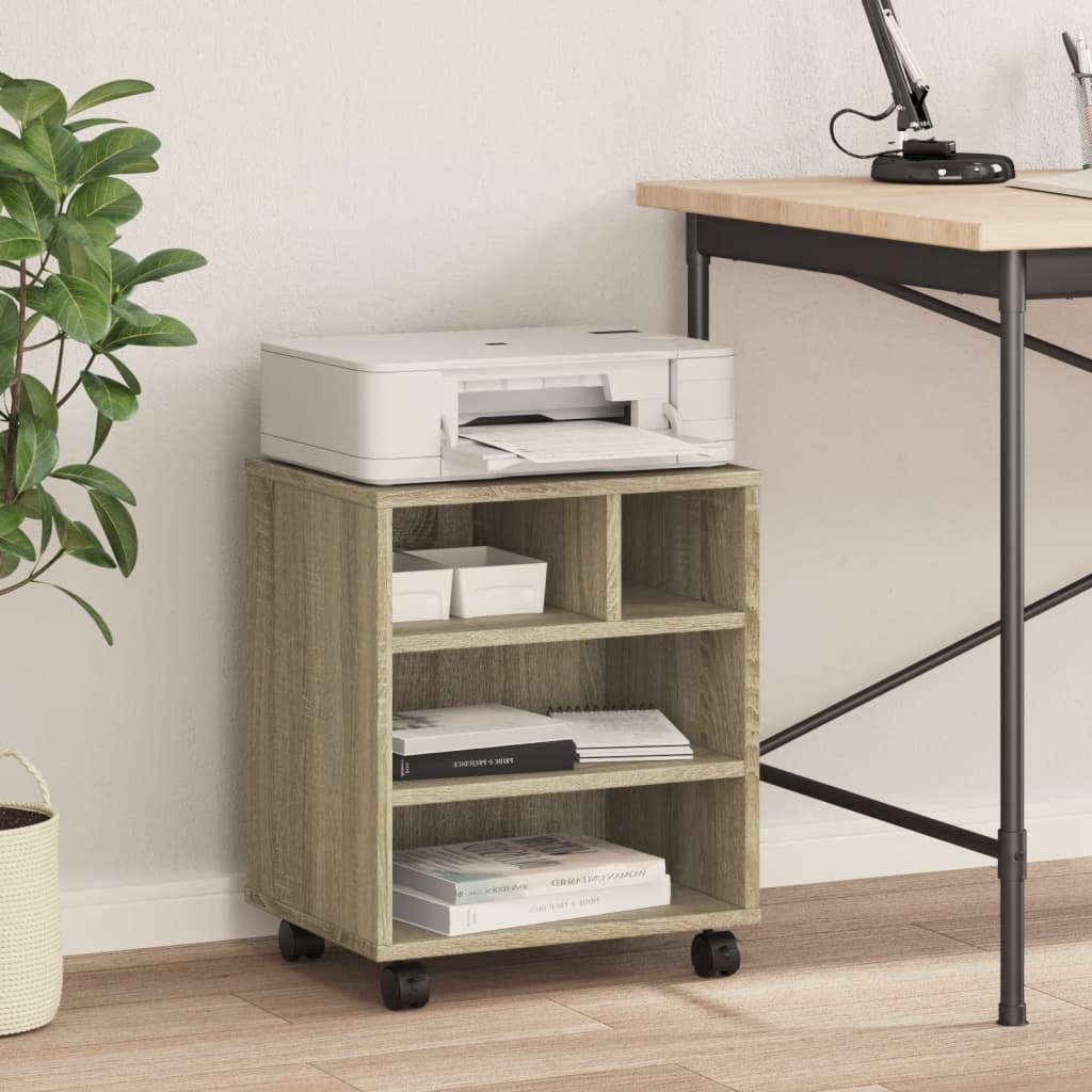 Mueble para impresora VidaXL con ruedas 41x32x48 cm color roble sonoma