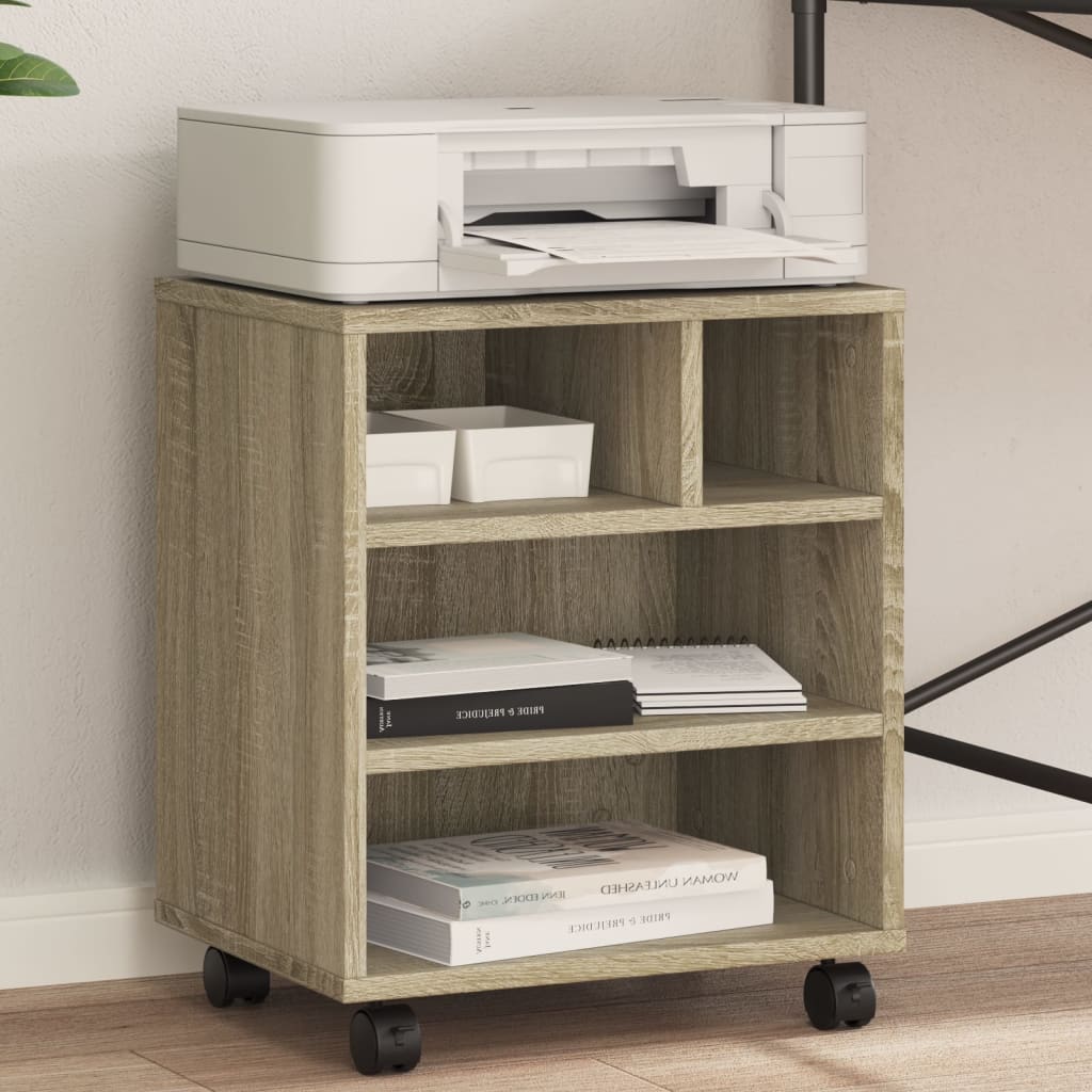 Mueble para impresora VidaXL con ruedas 41x32x48 cm color roble sonoma