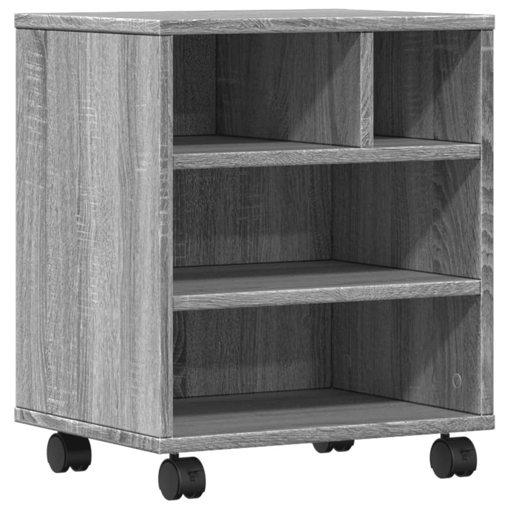 Scatola di stampante Vidaxl con ruote 41x32x48 cm Colore di quercia Sonoma grigio