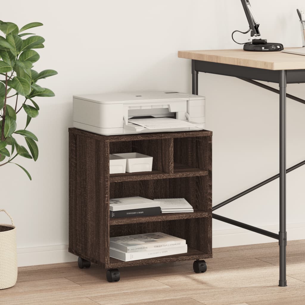 Scatola di stampante Vidaxl con ruote 41x32x48 cm Oak marrone colorato