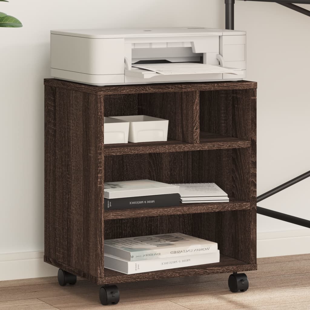 Scatola di stampante Vidaxl con ruote 41x32x48 cm Oak marrone colorato