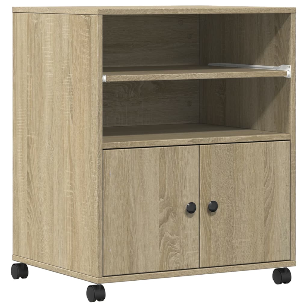 Mobile per stampante VidaXL con ruote 60x48x74 cm color rovere sonoma