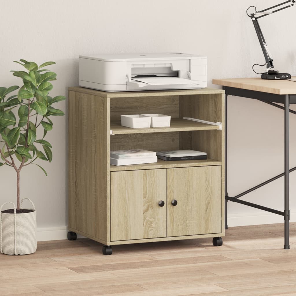 Mobile per stampante VidaXL con ruote 60x48x74 cm color rovere sonoma
