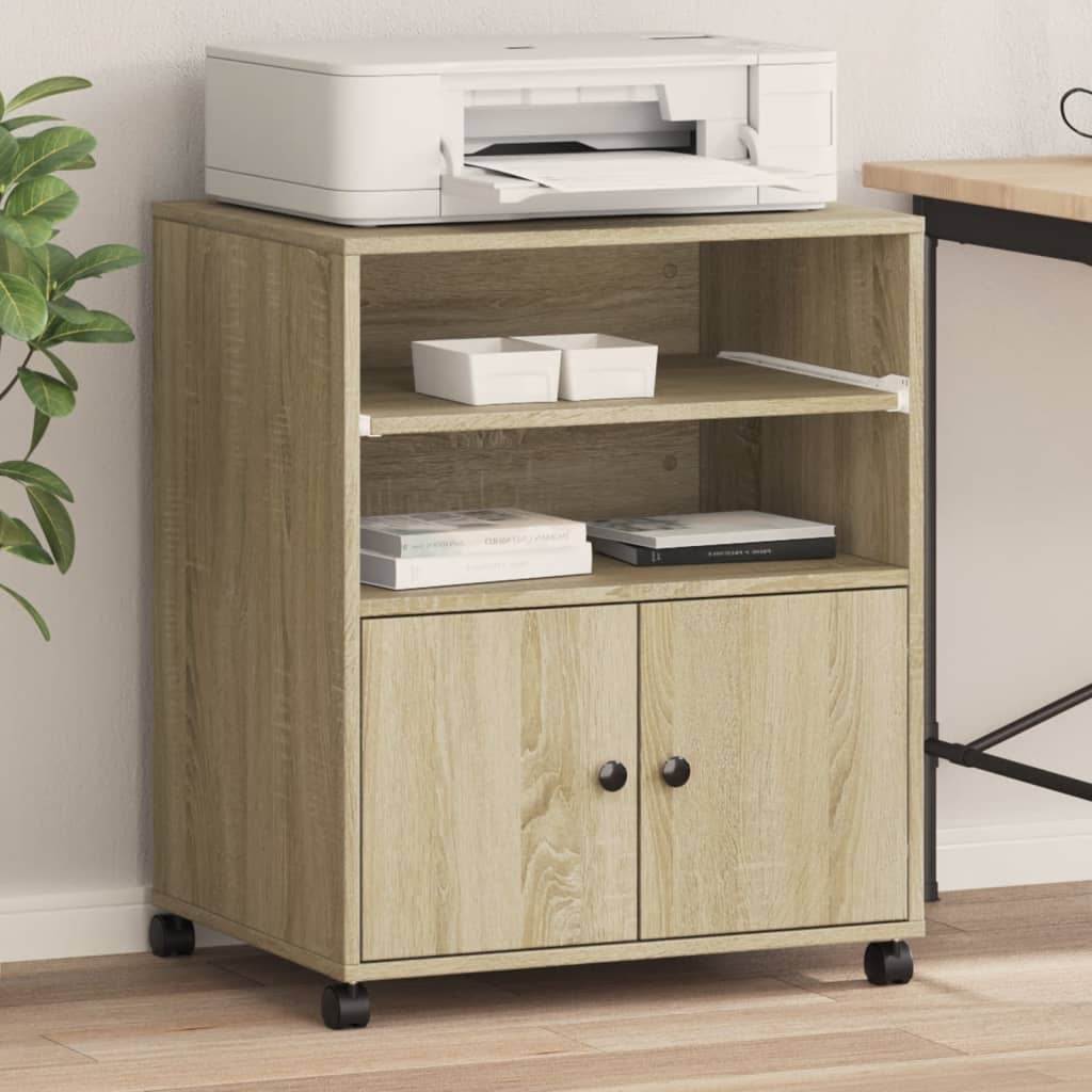 Mobile per stampante VidaXL con ruote 60x48x74 cm color rovere sonoma