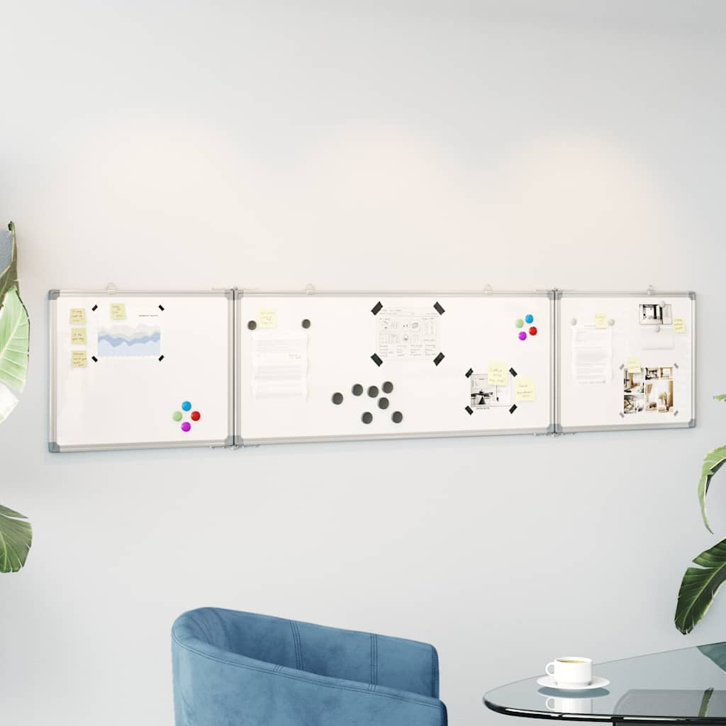 Vidaxl Whiteboard pieghevole magneticamente 200x40x1.7 cm in alluminio