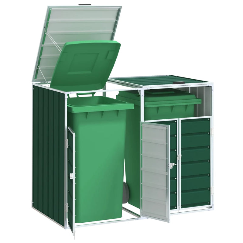 Almacenamiento de contenedores de Vidaxl para 2 contenedores 144x81x113 cm de acero verde