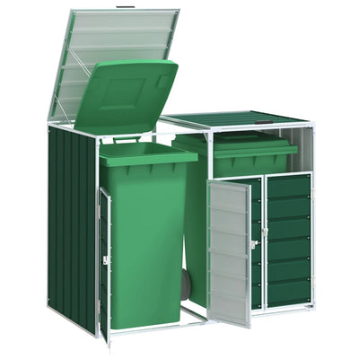 Archiviazione del contenitore Vidaxl per 2 contenitori 144x81x113 cm in acciaio verde