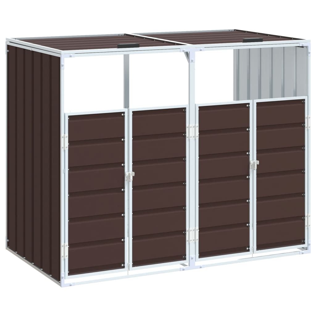 Almacenamiento de contenedores de Vidaxl para 2 contenedores 144x81x113 cm de acero marrón