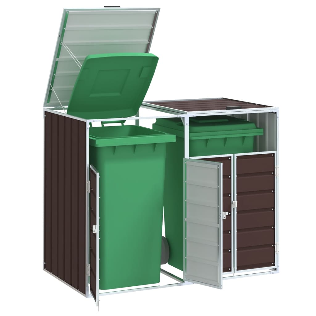 Almacenamiento de contenedores de Vidaxl para 2 contenedores 144x81x113 cm de acero marrón