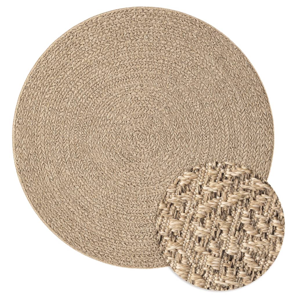 Vidaxl Rug Zizur all'interno e all'esterno Ø 200 cm look da iuta