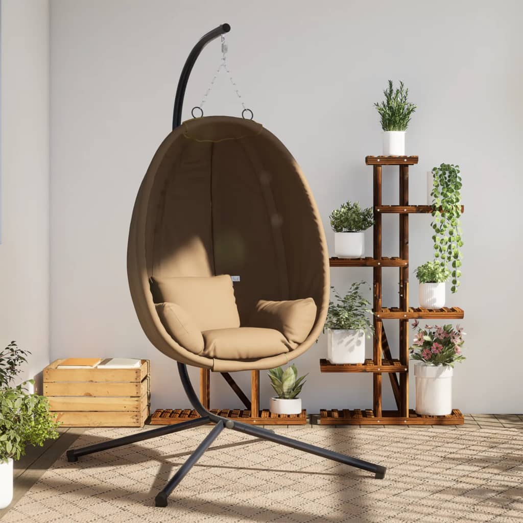 Sedia a sospensione Vidaxl con tessuto standard e taupe in acciaio