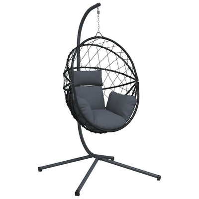 Silla colgante Vidaxl con ratán estándar y acero color antracita