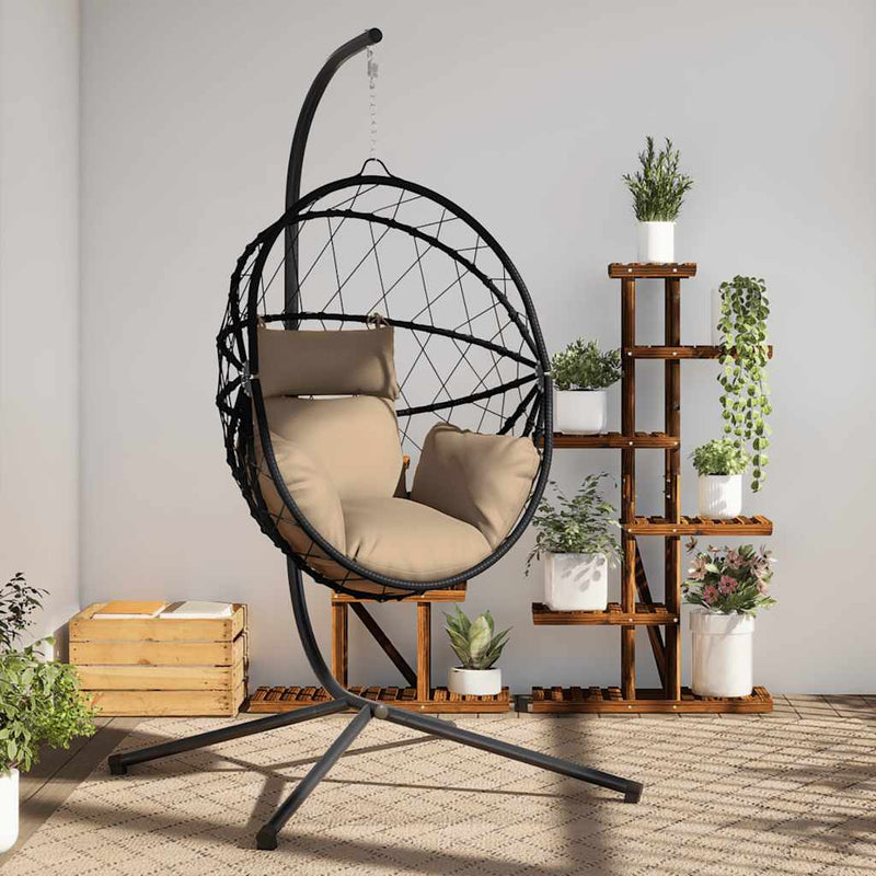 Sedia sospesa Vidaxx con rattan standard e acciaio tortora
