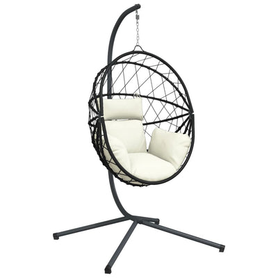 Silla colgante de Vidaxl con ratán estándar y beige de acero