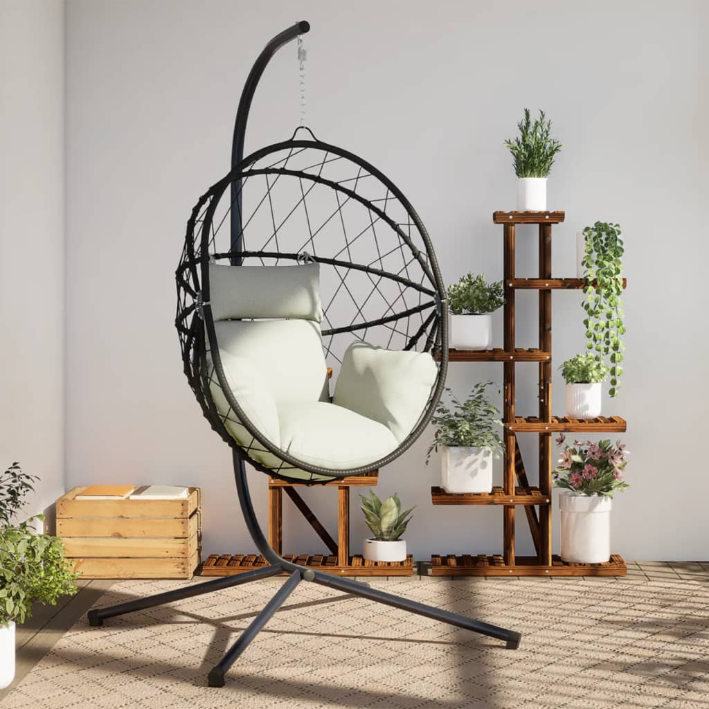 Vidaxl Hanging Sedia con rattan standard e beige in acciaio