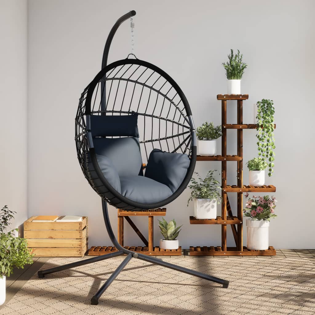 Sedia a sospensione Vidaxl con rattan standard e antracite in acciaio