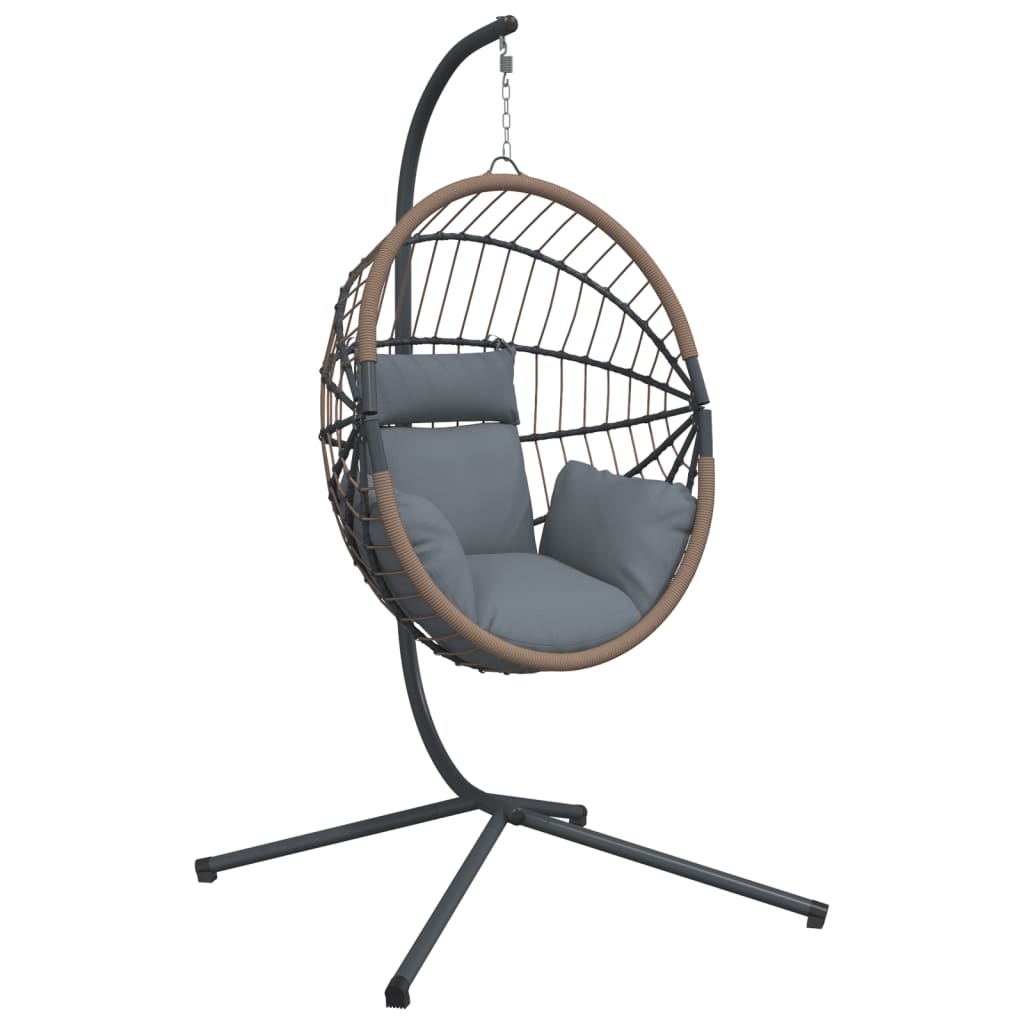 Vidaxl sedia sospesa con rattan standard e grigio chiaro in acciaio