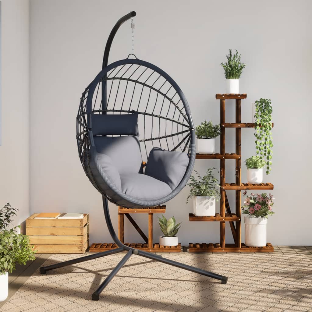 Vidaxl sedia sospesa con rattan standard e grigio chiaro in acciaio