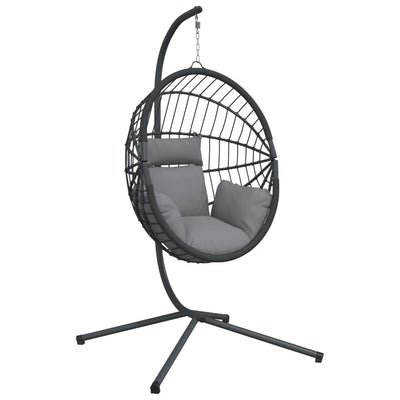 Silla colgante de Vidaxl con ratán estándar y gris de acero