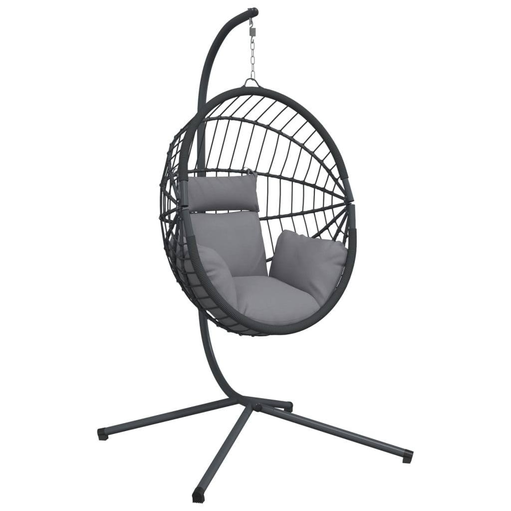 Vidaxl sedia sospesa con rattan standard e grigio in acciaio
