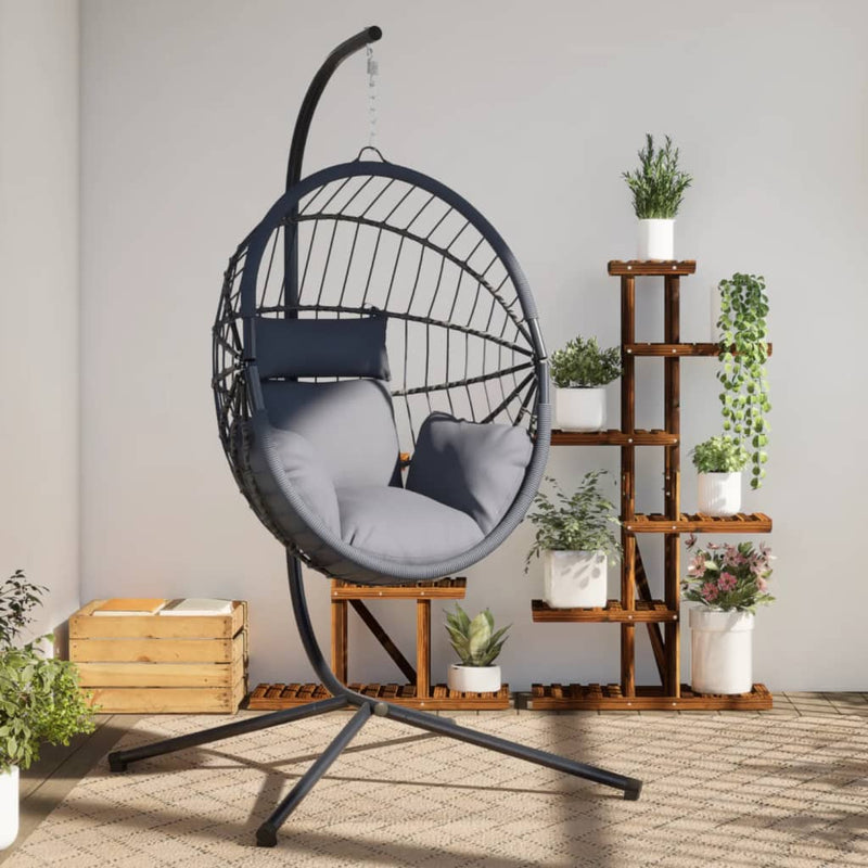 Vidaxl sedia sospesa con rattan standard e grigio in acciaio